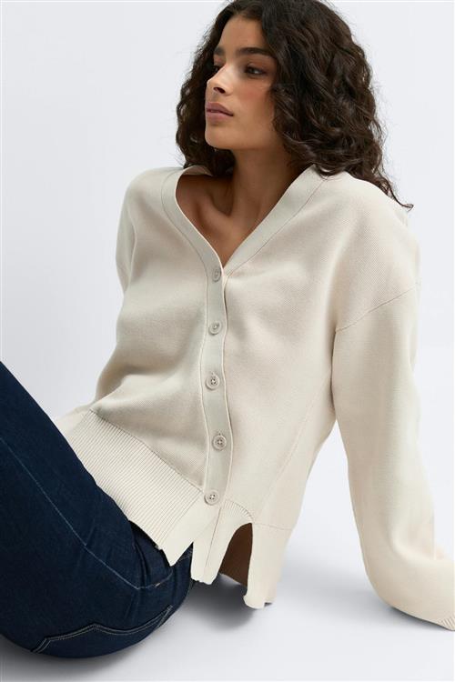 Gina Tricot - Asymmetric knitted cardigan - Cardigans - Beige - S - Dame