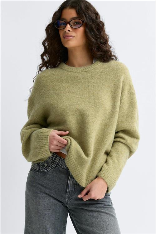 Gina Tricot - Crew neck knitted sweater - Striktrøjer - Grøn - XS - Dame