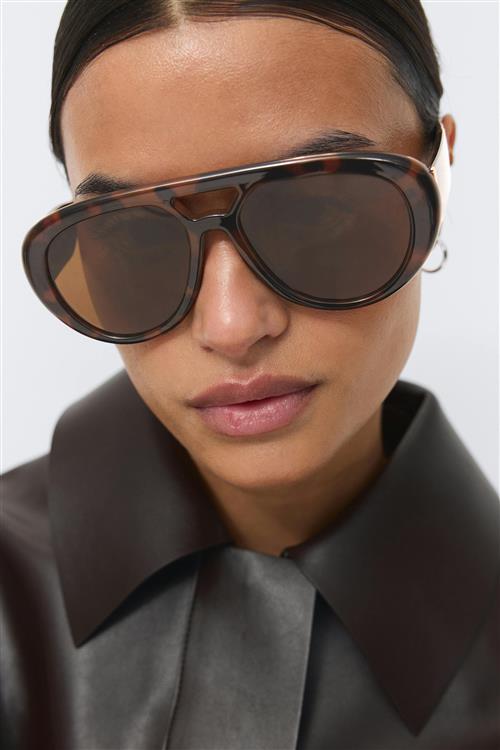 Gina Tricot - Bold aviator sunglasses - Solbriller - Brun - ONESIZE - Dame