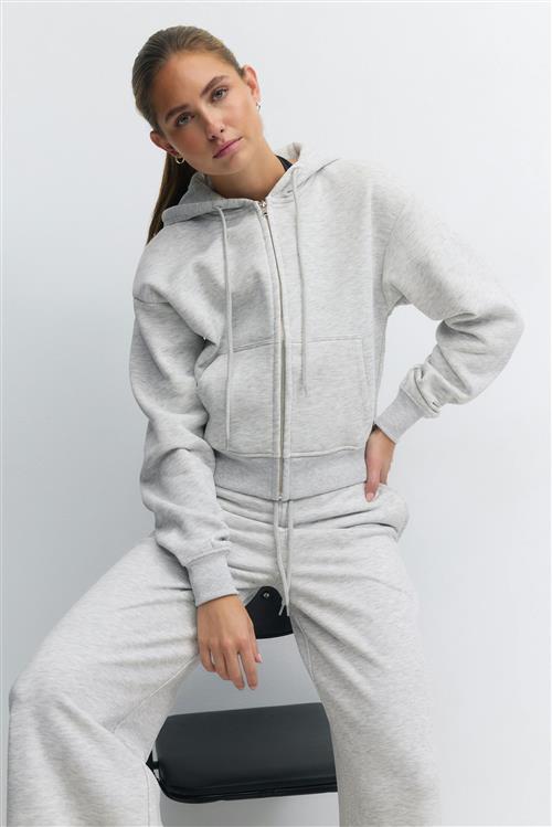 Gina Tricot - Ultimate zip hoodie - hoodies - Grå - L - Dame