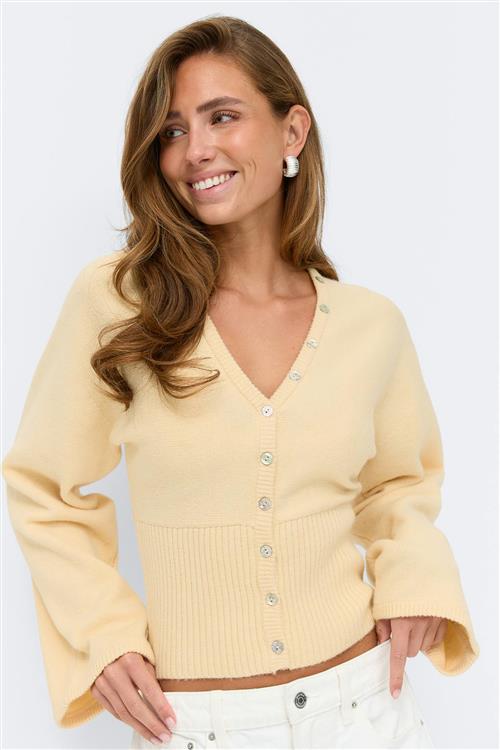 Gina Tricot - Fitted waist knitted cardigan - Cardigans - Gul - M - Dame