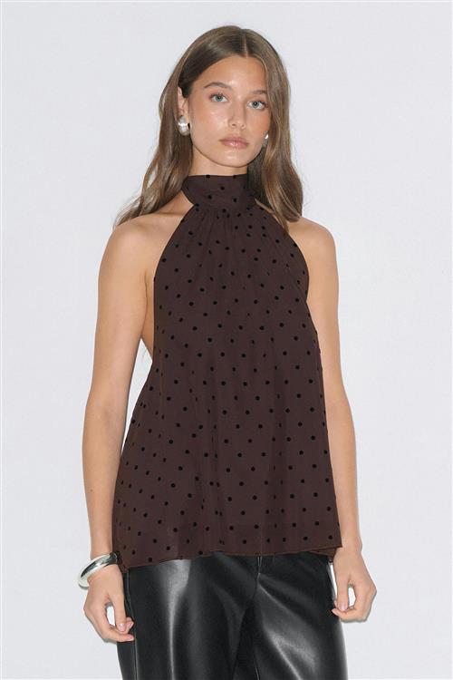 Gina Tricot - Halterneck top - Halterneck-toppe - Brun - XL - Dame