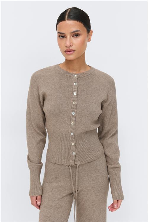 Gina Tricot - Knitted loungewear cardigan - Cardigans - Beige - M - Dame