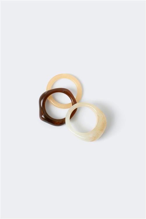 Gina Tricot - 3-pack rings - Ring - Hvid - L - Dame