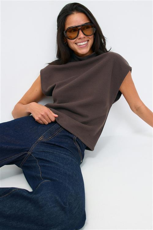 Gina Tricot - Soft funnel neck top - Toppe - Brun - M - Dame