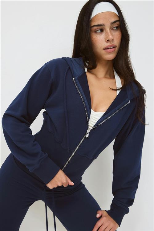 Gina Tricot - Slim fit zip hoodie - hoodies - Blå - XL - Dame