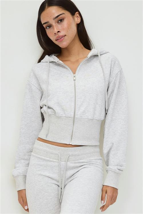 Gina Tricot - Slim fit zip hoodie - hoodies - Grå - XL - Dame