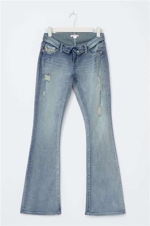 Gina Tricot - 14+ delulu flare jeans petite - petite jeans - Blå - M - Dame
