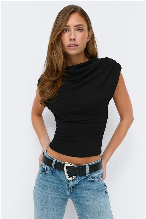 Gina Tricot - Funnel neck top - toppe med krave - Sort - L - Dame