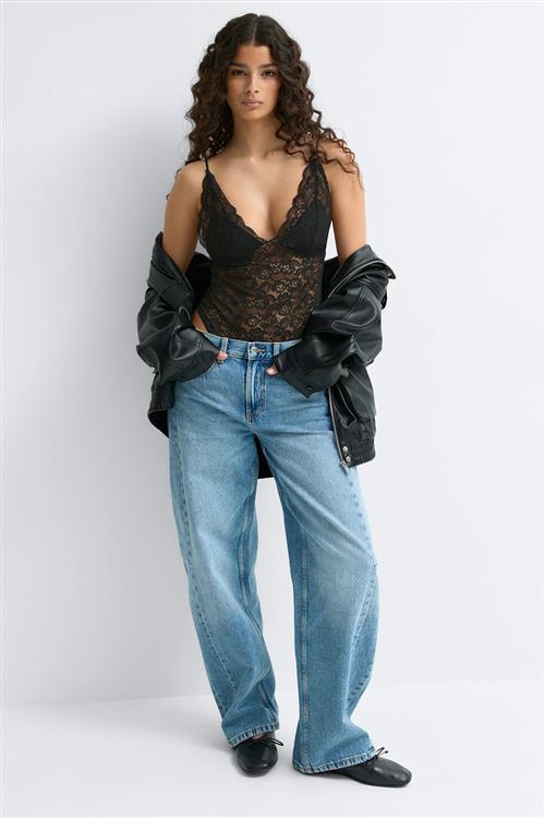 Gina Tricot - Lace body - Bodystockings - Sort - XL - Dame