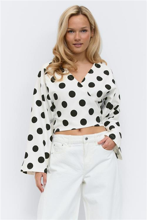Gina Tricot - Dot wrap tie top - slå om toppe - Sort - S - Dame