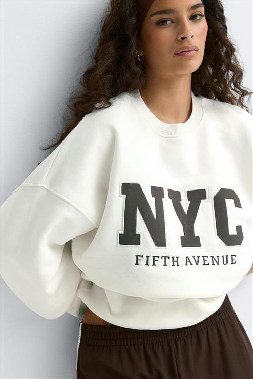 Gina Tricot - Oversized printed sweater - Collegetrøjer - Hvid - S - Dame