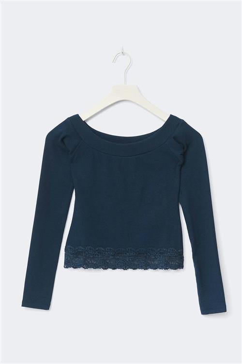 Gina Tricot - 14+ off shoulder top - Toppe - Blå - S - Dame