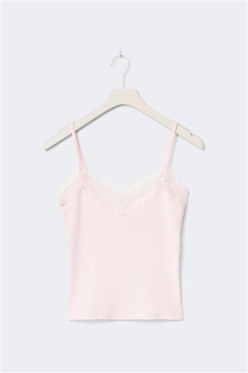 Gina Tricot - 14+ lace detail tank top - Toppe - Lyserød - S - Dame
