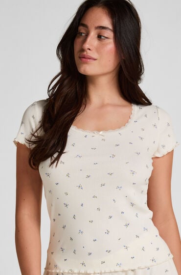 Hunkemöller Daisy Pointelle Pyjamas Skjorte Hvid