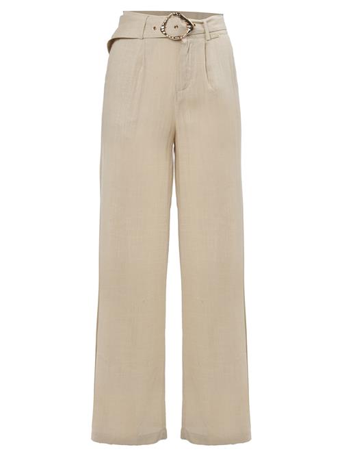 Influencer Bukser med lægfolder  mørkebeige