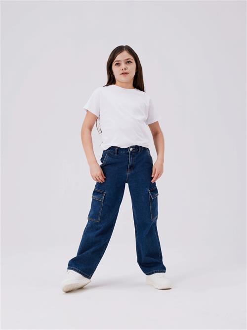 NAME IT Brede Cargo Jeans Rose Dark Blue Denim