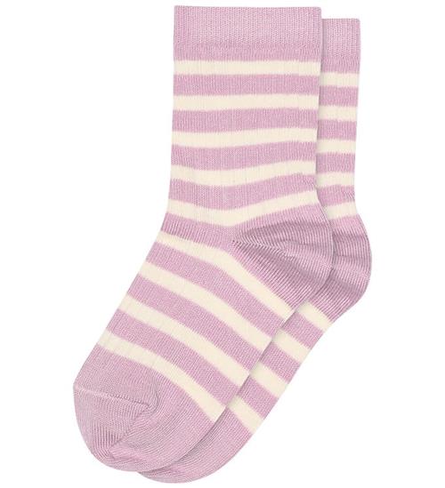 MP Strømper - Rib - Eli - Lupine m. Striber