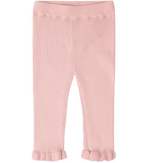 FUB Leggings - Rib - Pale Rose m. Flæser