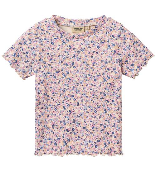 Wheat T-shirt - Rib - Alicia - Pink Blue Flowers