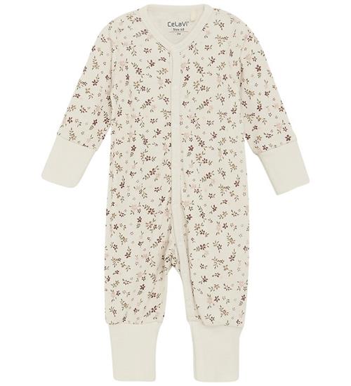 CeLaVi Heldragt - Uld/Viskose - Marron m. Blomster