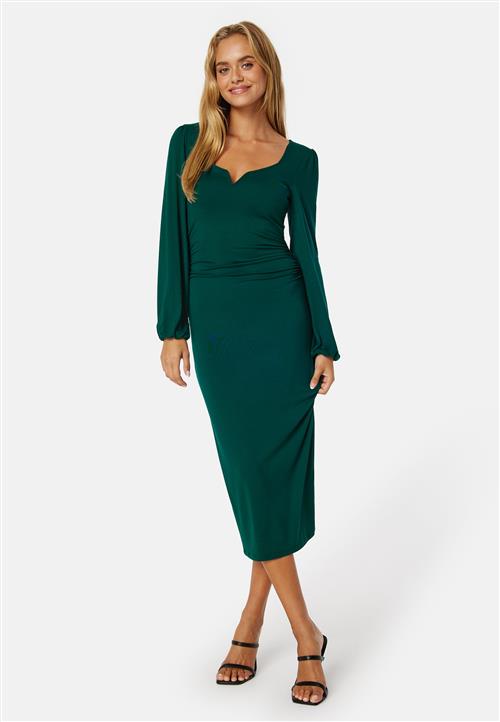 BUBBLEROOM Square V-neck Puff Sleeve Midi Dress