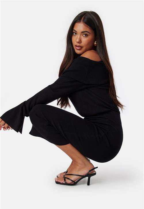 BUBBLEROOM Off Shoulder Knitted Midi