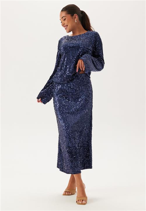 Happy Holly Sequin A-line Midi Skirt