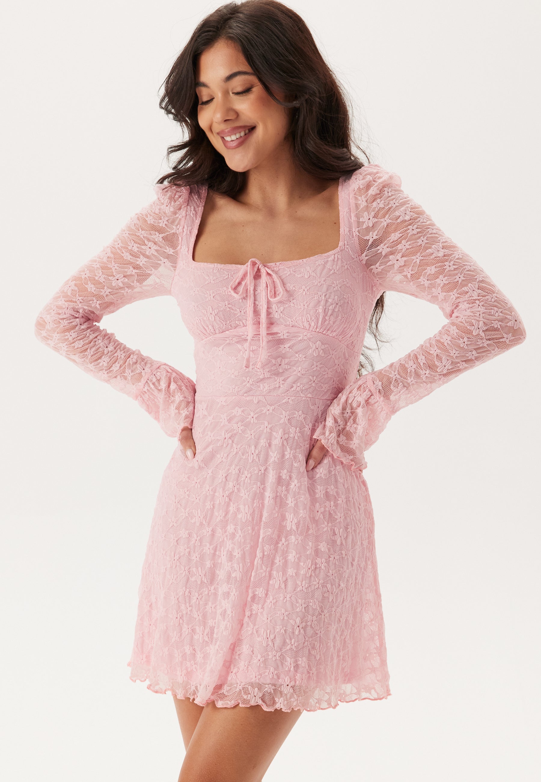 BUBBLEROOM Square Neck Lace Dress