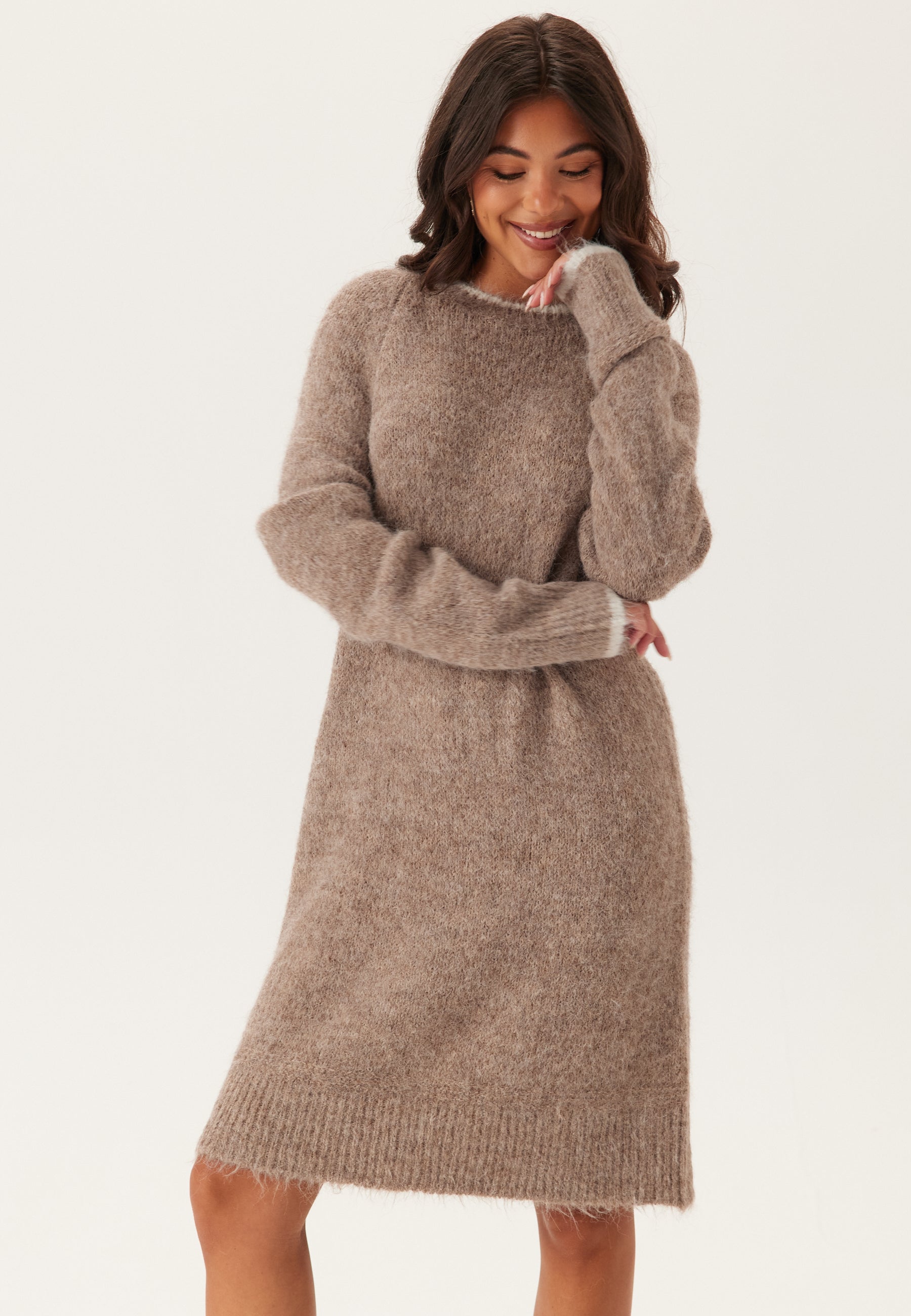 Pieces Pcivy Ls Contrast Knit Dress