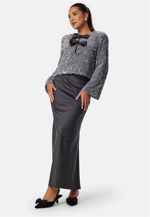 BUBBLEROOM Slit Satin Maxi Skirt