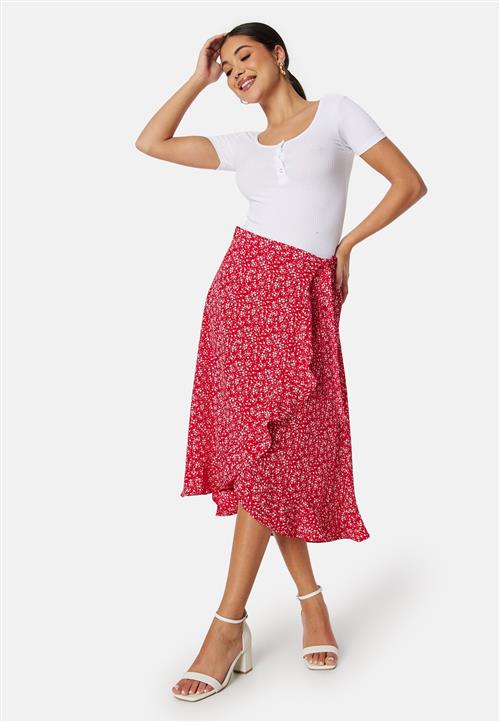 BUBBLEROOM Flounce Midi Wrap Skirt