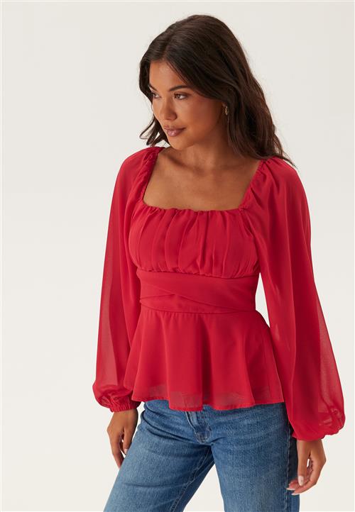 BUBBLEROOM Square Neck L/S Georgette Blouse