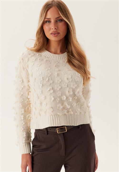 ONLY Onlhua Life Ls Flower Detail O-neck Knit