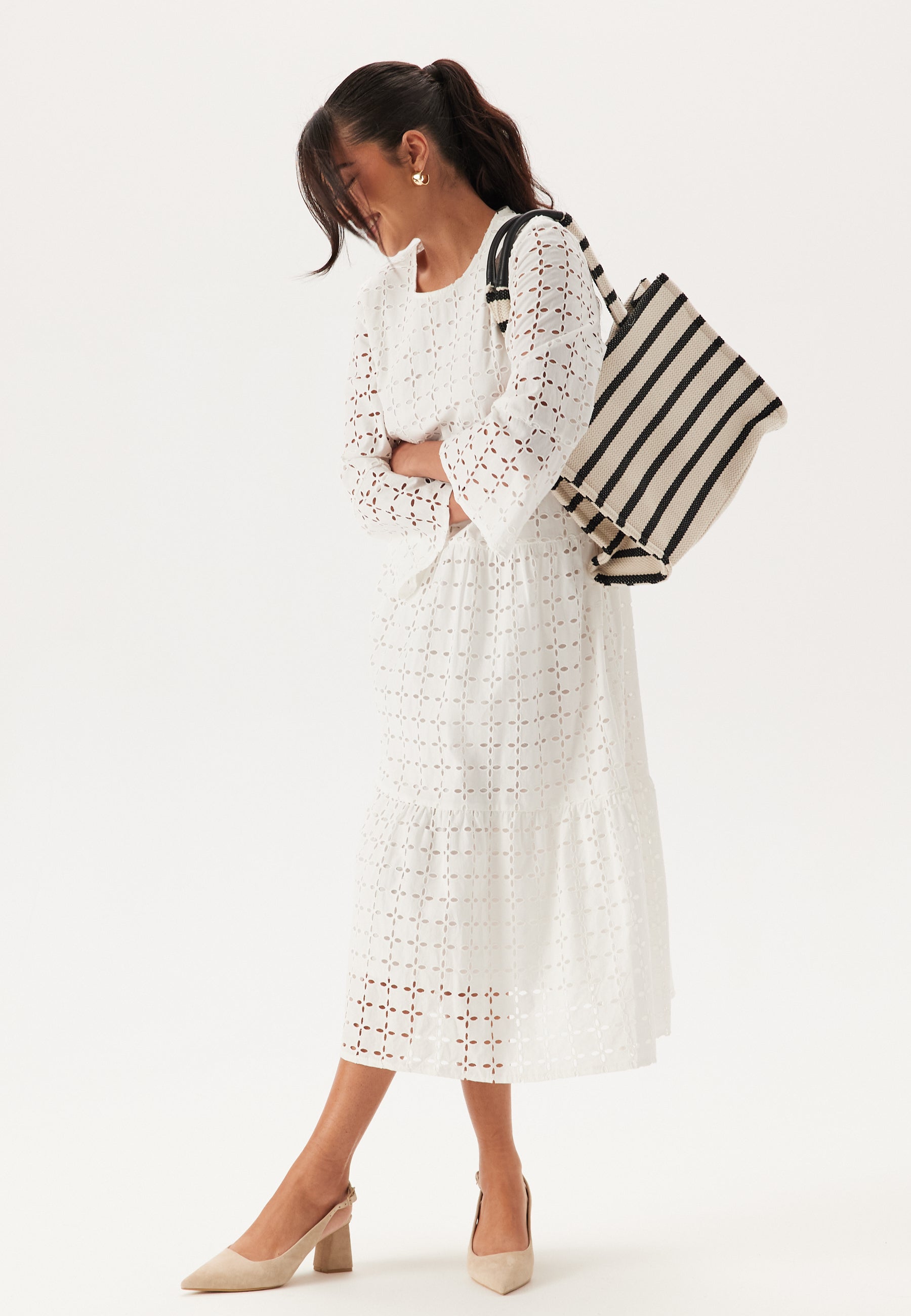 Happy Holly Broderie Anglaise Round Neck Dress