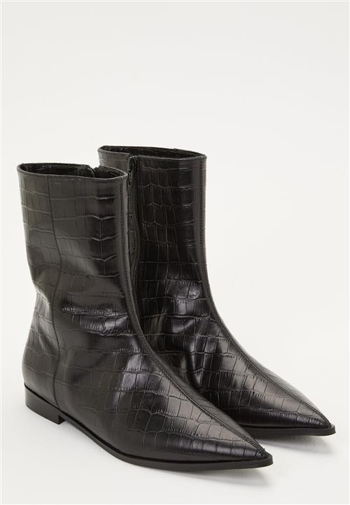 MAKE WAY Croco Leather Ankle Boot