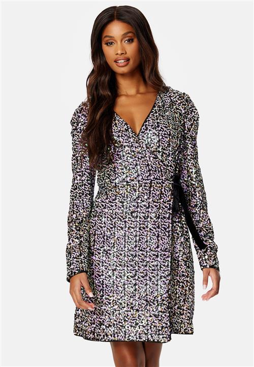 YAS Multiseq Velvet LS Wrap Dress