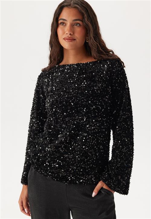 VILA Vifaith Boat Neck L/S SEQUIN