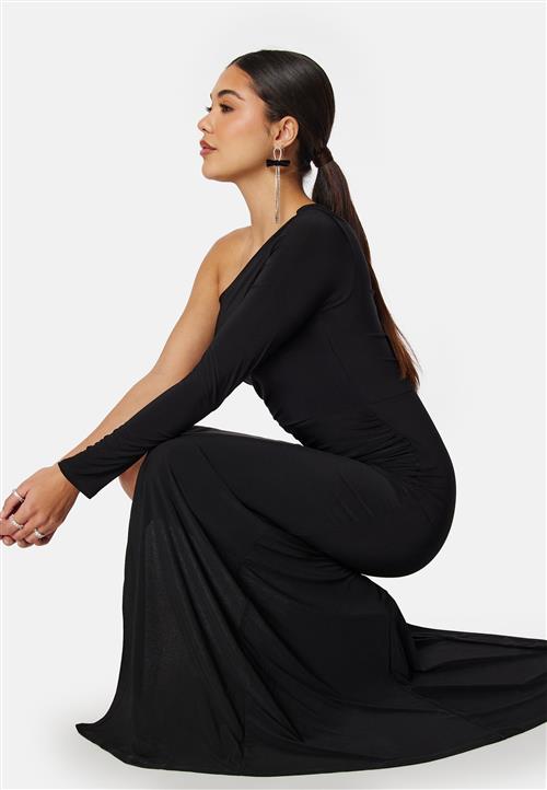 John Zack Long Sleeve One Shoulder Maxi Dress