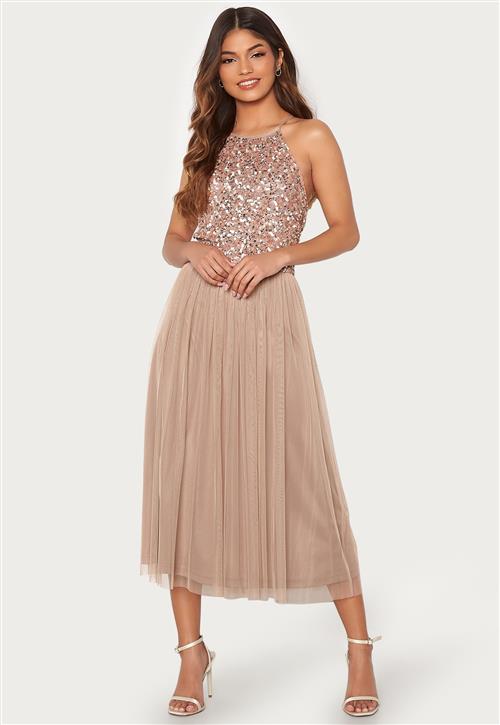 AngelEye High Neck Sequin Midi Dress