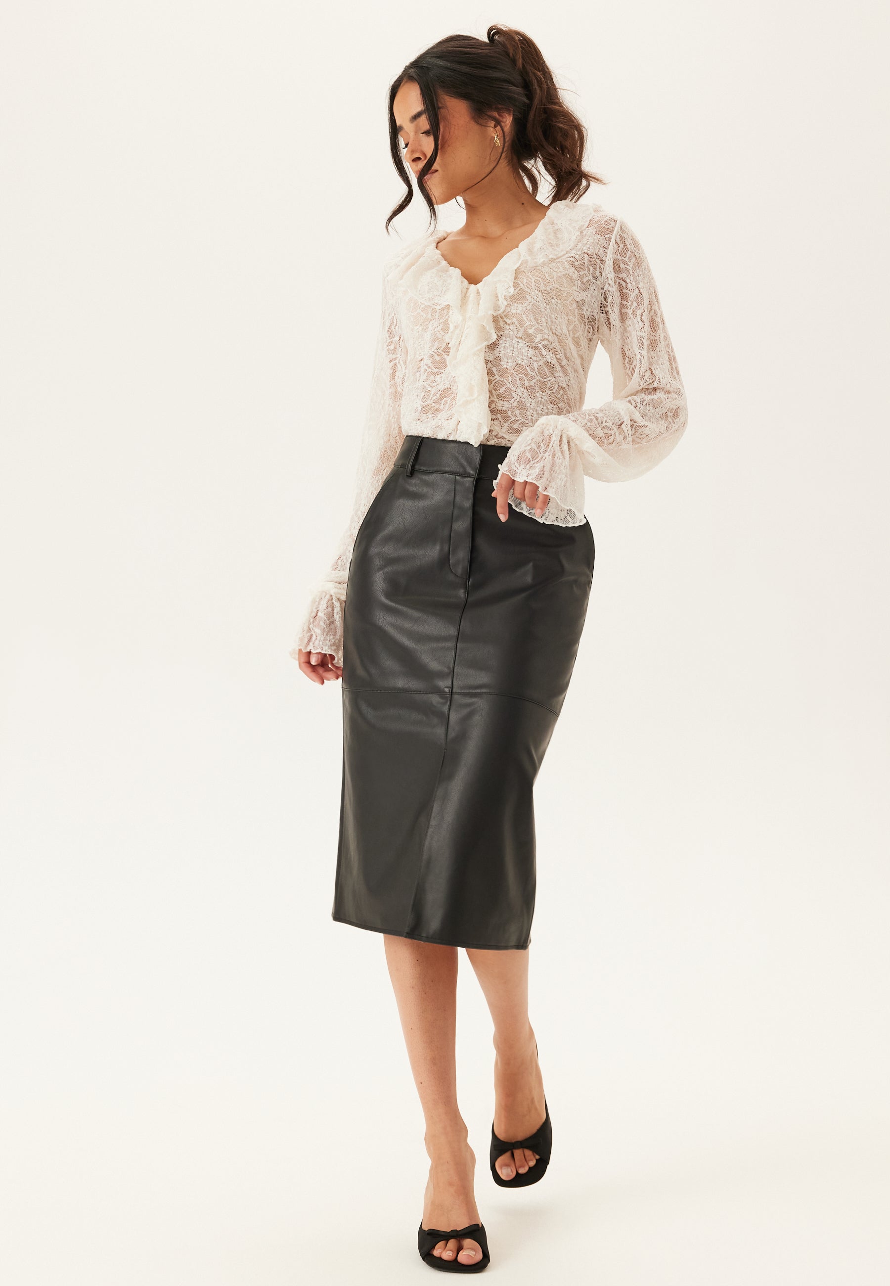 VILA Vidagmar Hw Midi Coated Skirt