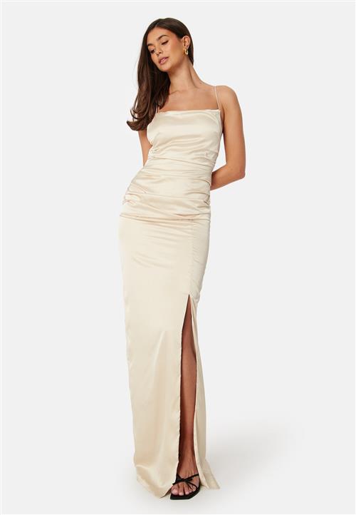 Bubbleroom Occasion Ruched Satin Strap Gown