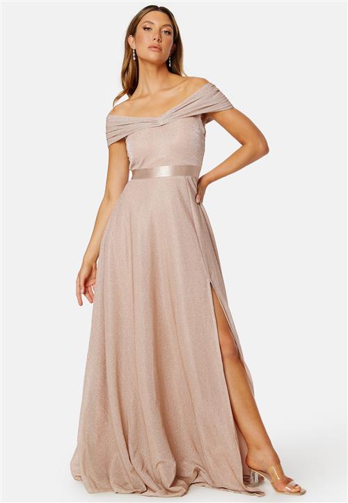 Goddiva Glitter Bardot Maxi Dress