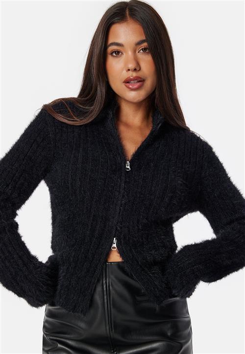 BUBBLEROOM Rib Knitted Zip Cardigan