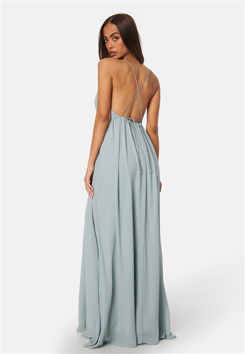 Bubbleroom Occasion Pleated V-neck chiffon gown