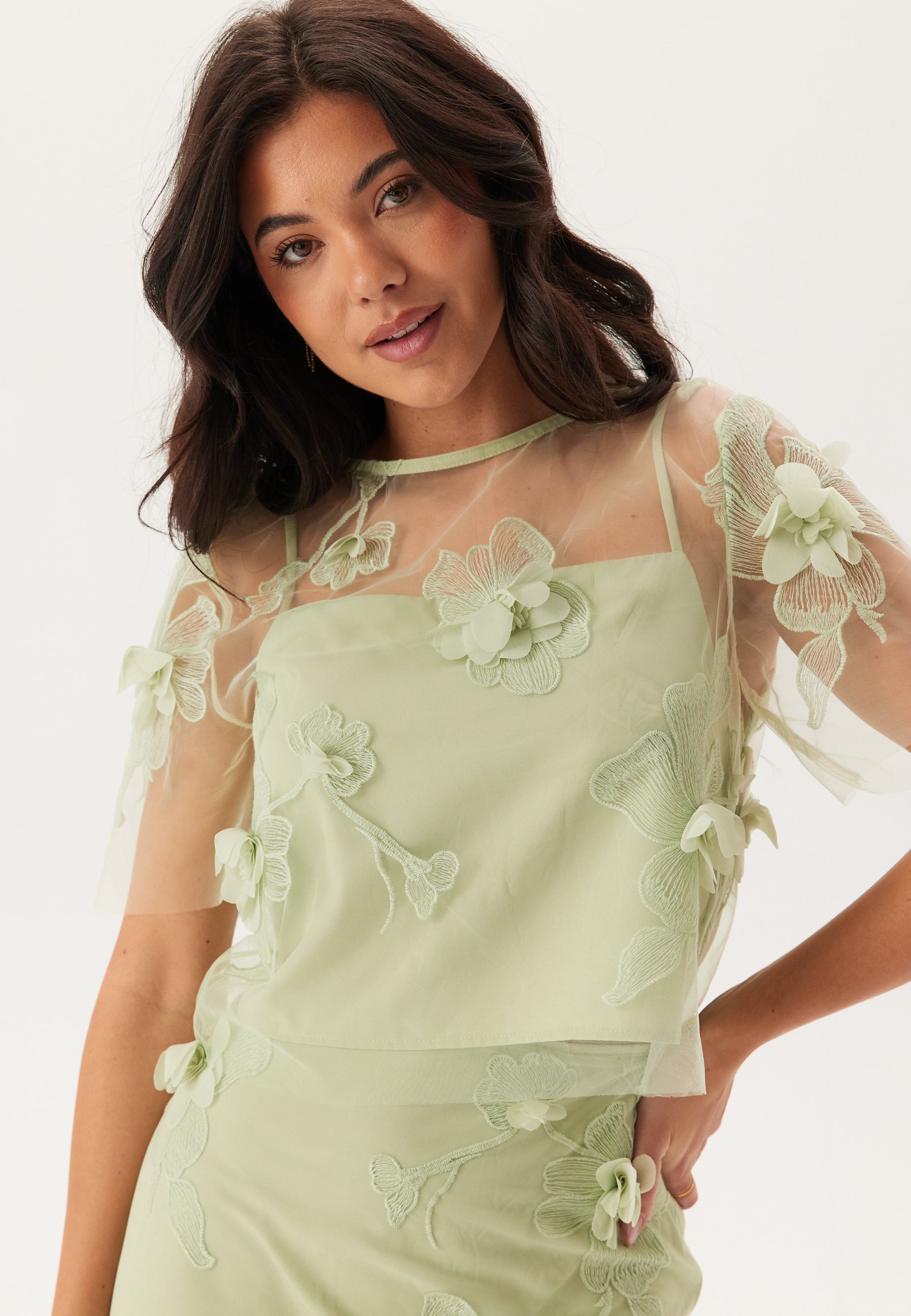 Bubbleroom Occasion 3D Floral T-shirt Blouse