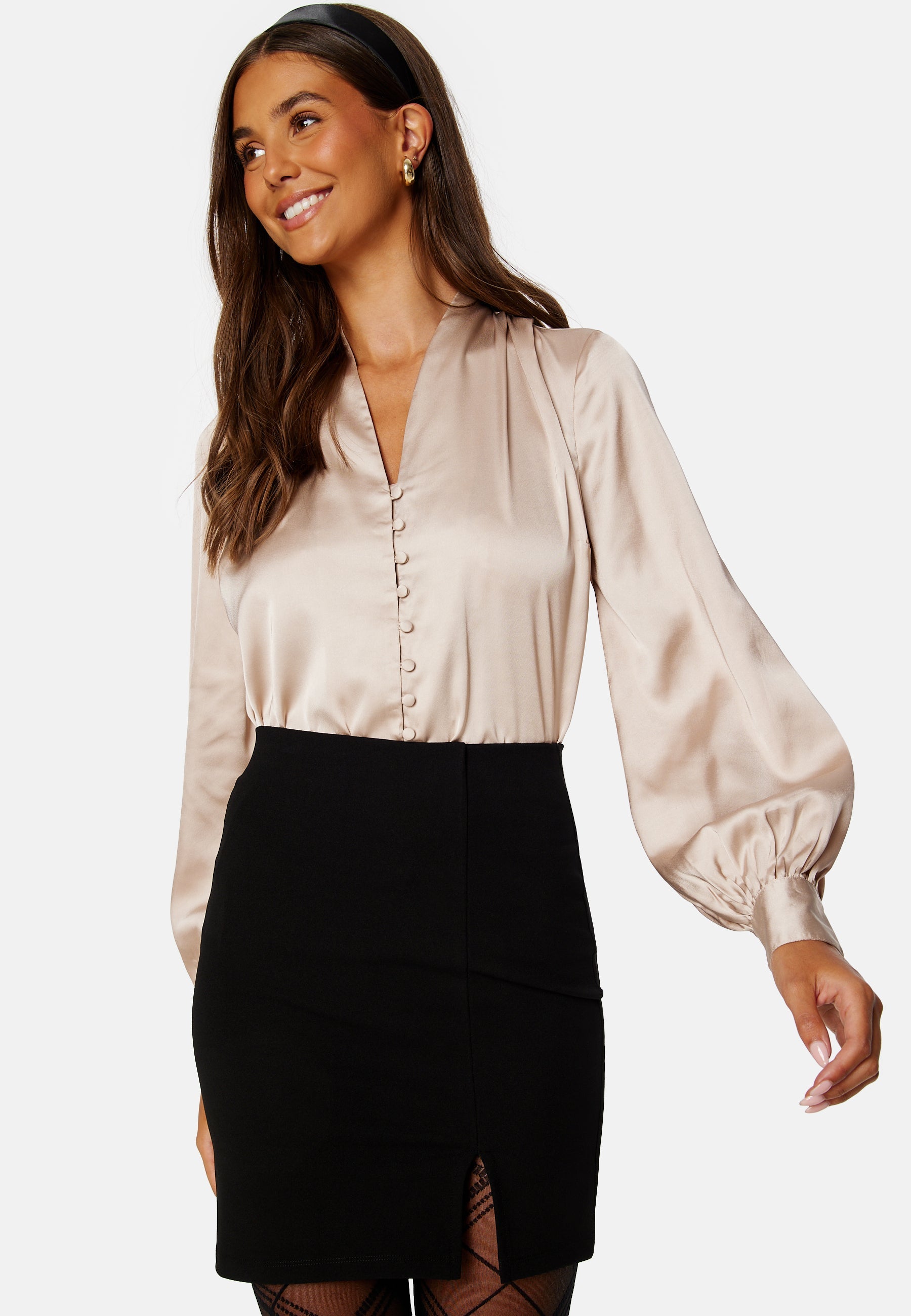 BUBBLEROOM Button Satin Blouse