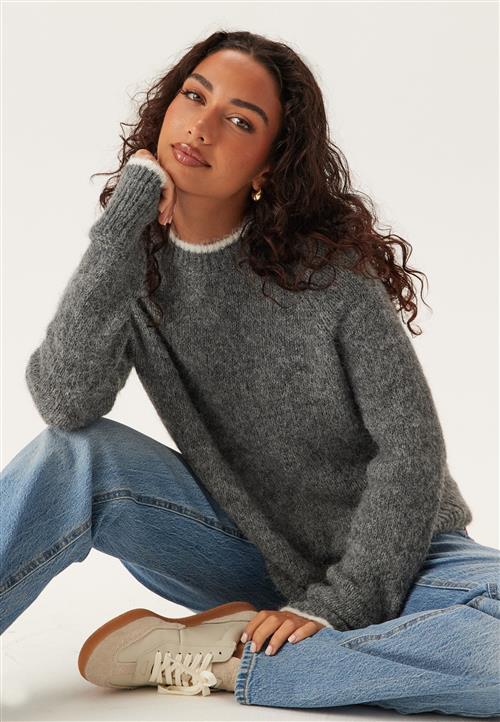 Pieces Pcivy Ls O-neck Contrast Knit