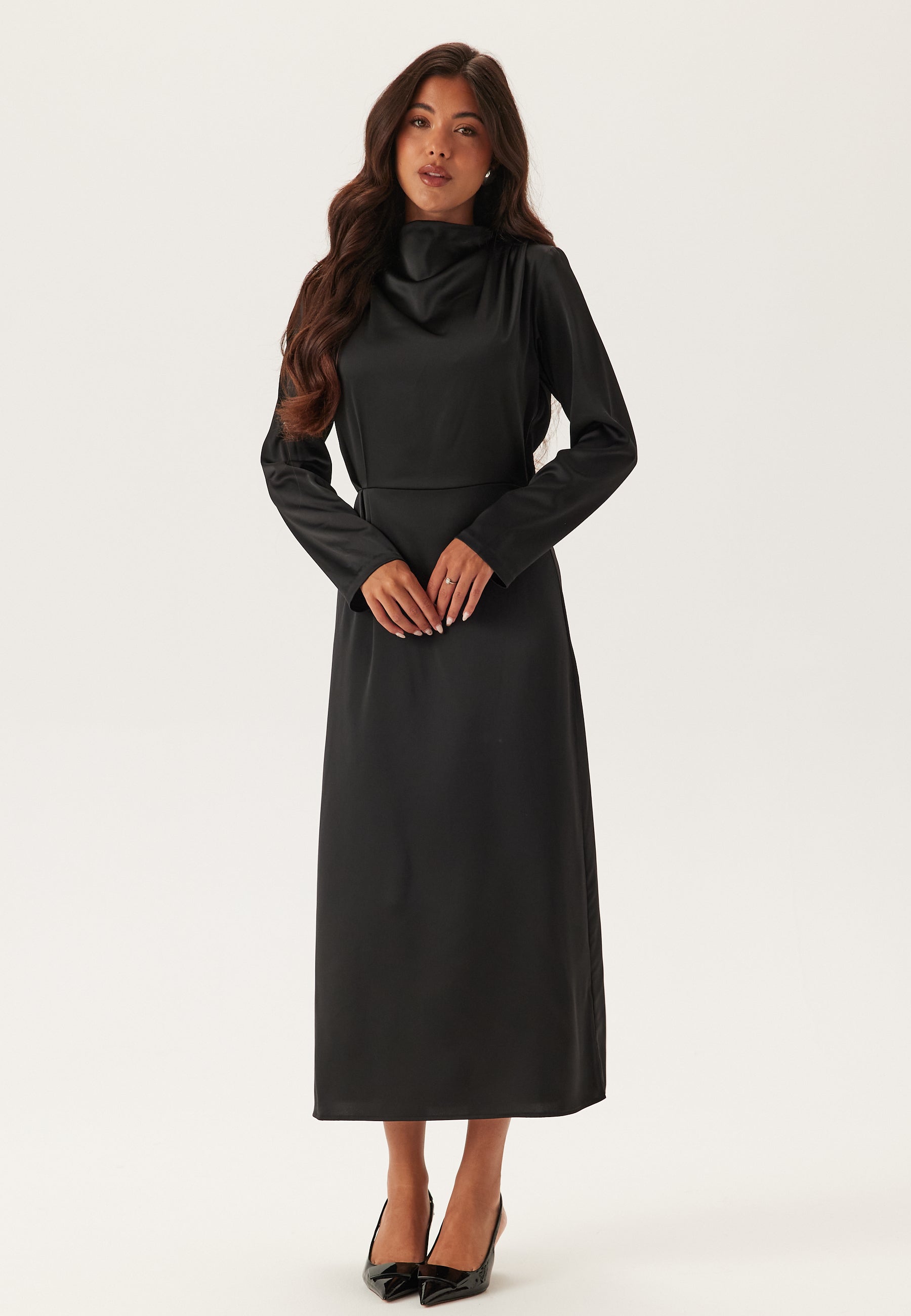 Bubbleroom Occasion Satin Cowl Neck Midi Dress