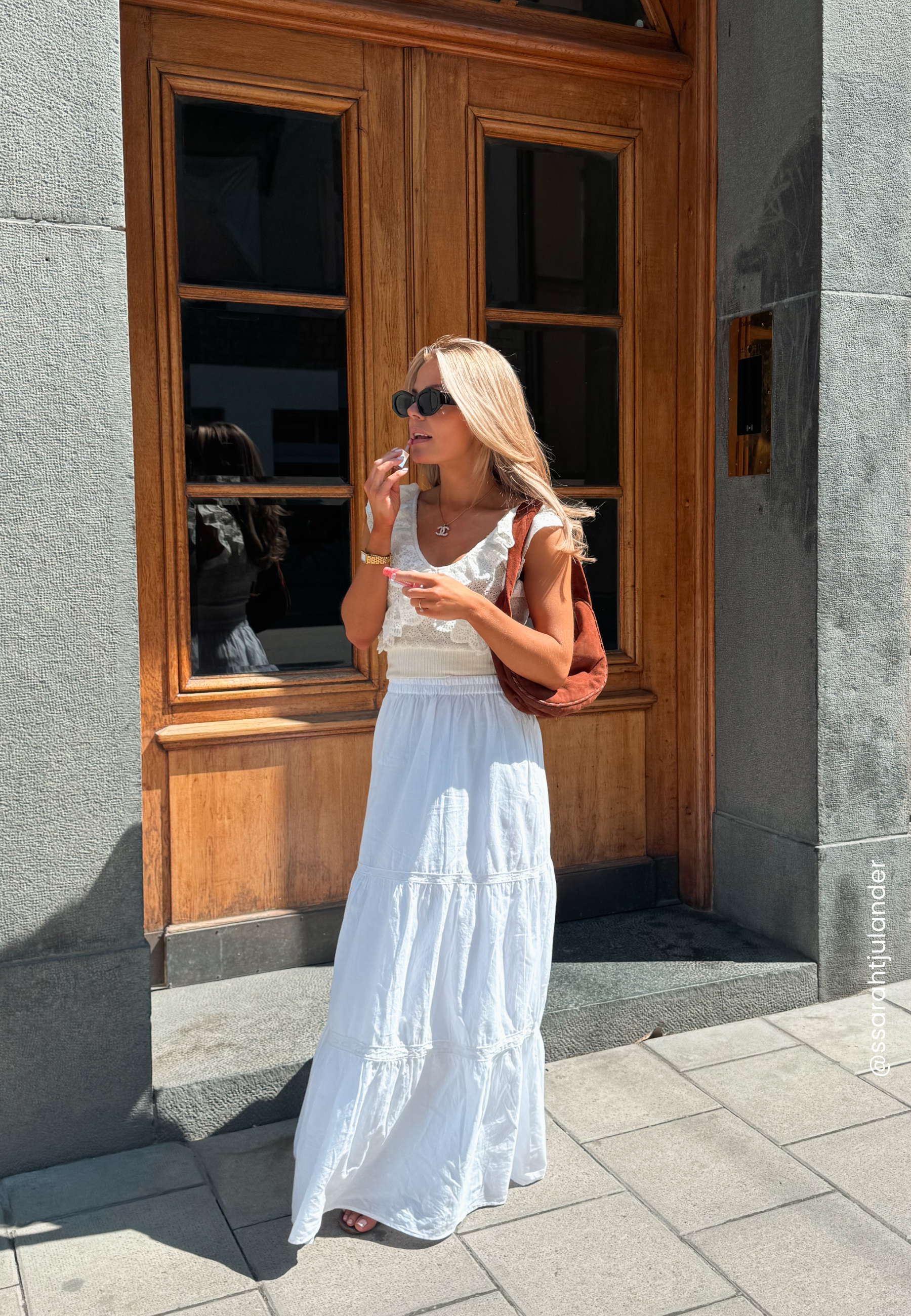 BUBBLEROOM Cotton Lace Maxi Skirt